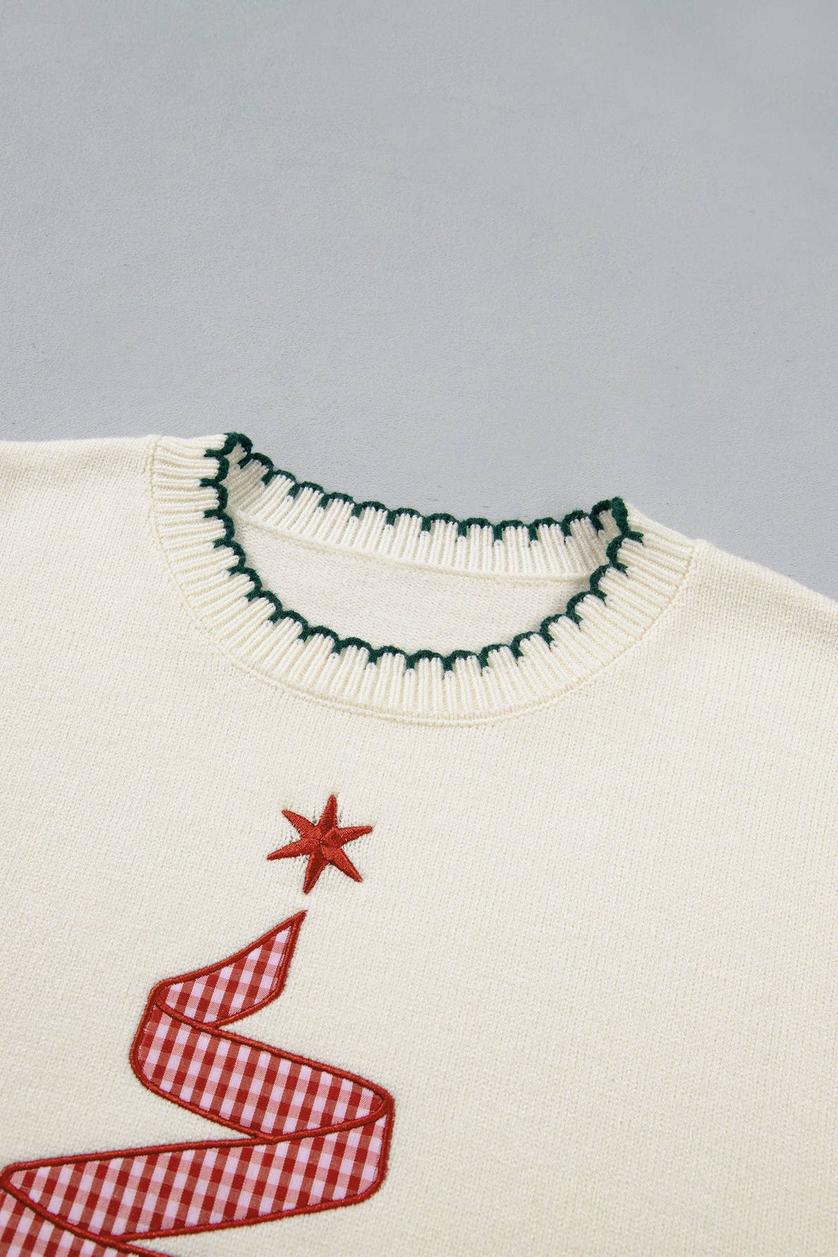 Stitched Detail Christmas Tree Holiday Casual Sweater