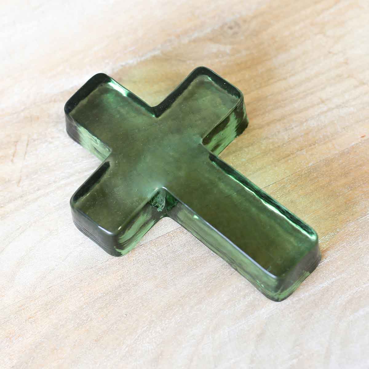 The Royal Standard - Cross Glass Decor   Green   4x5.5