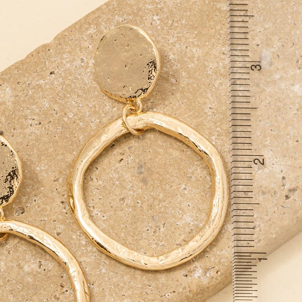 Hammered Hoop And Disc Dangle Earrings