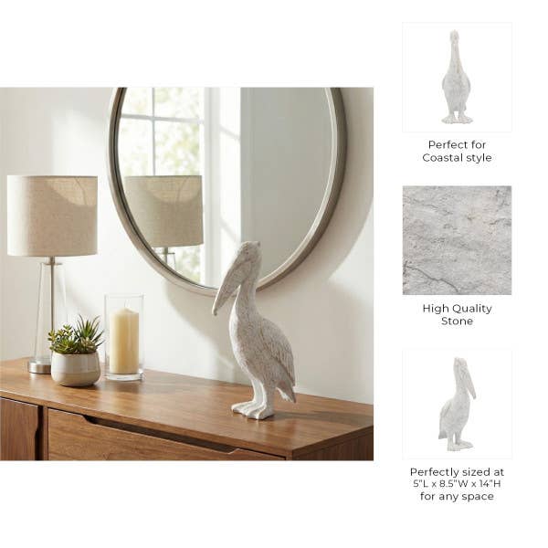 Sagebrook Home - Decorative Figurine - White Ceramic Standing Pelican, 14 in.