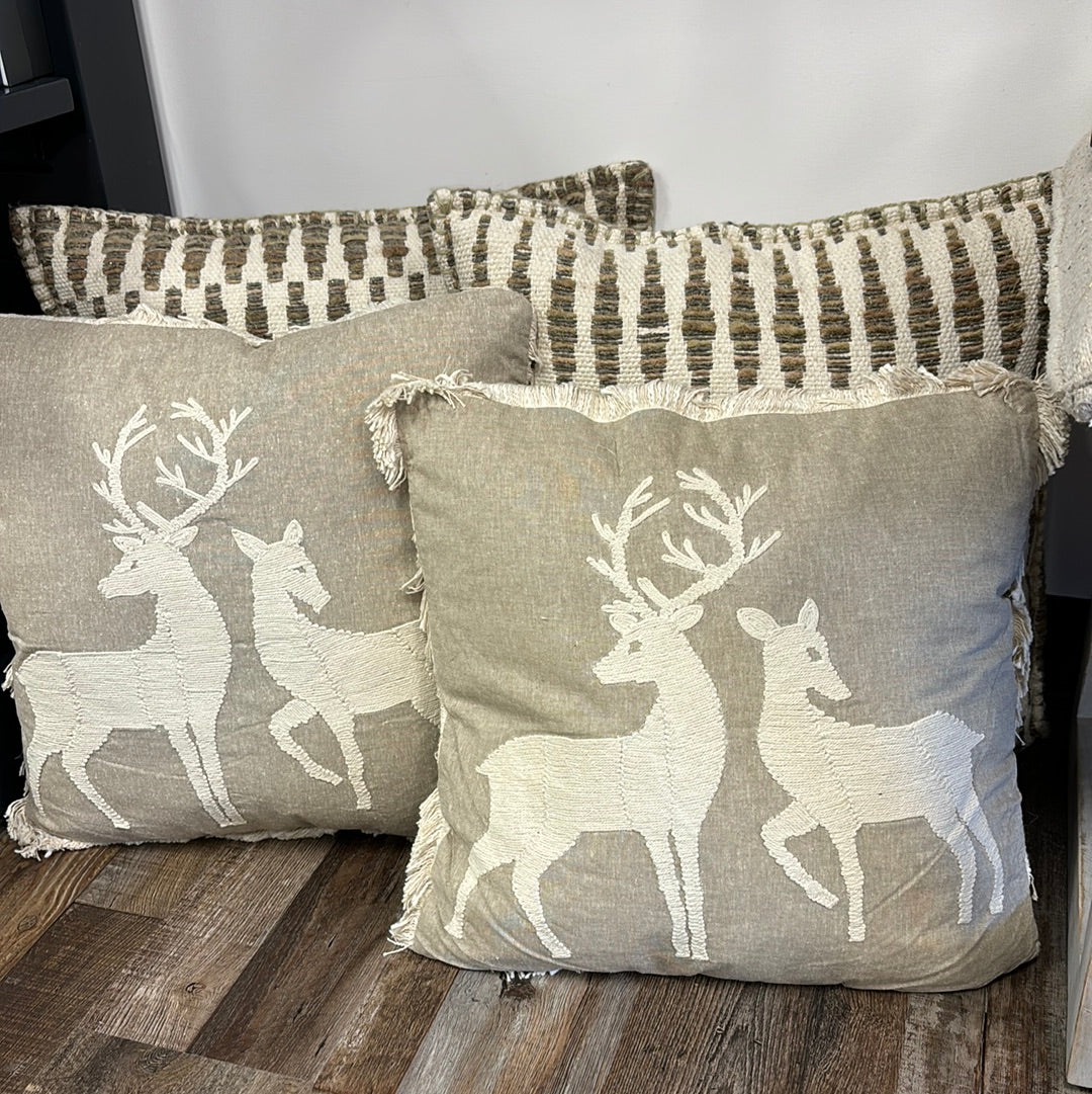 18X18 BEIGE DEER DUO PILLOW