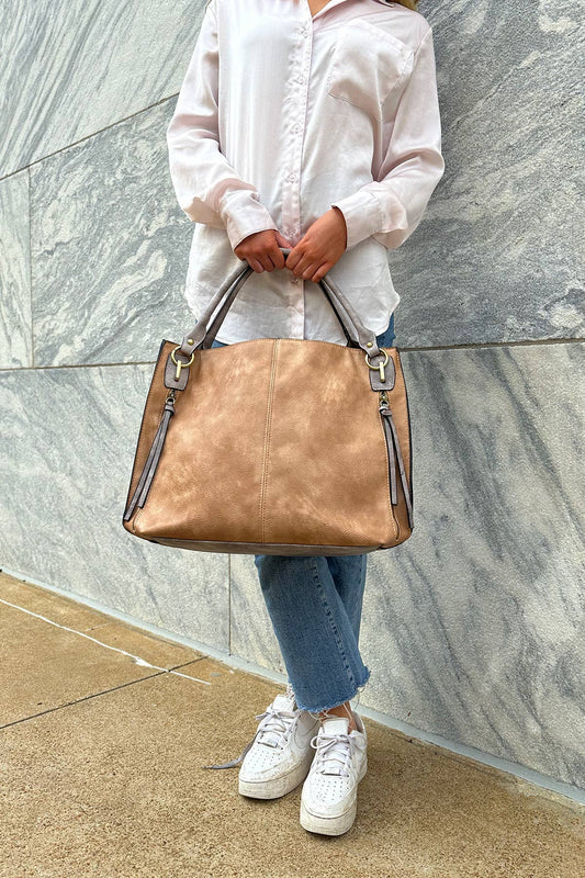 Jen & Co. - M1860DS Connar Distressed Side Pocket Tote
