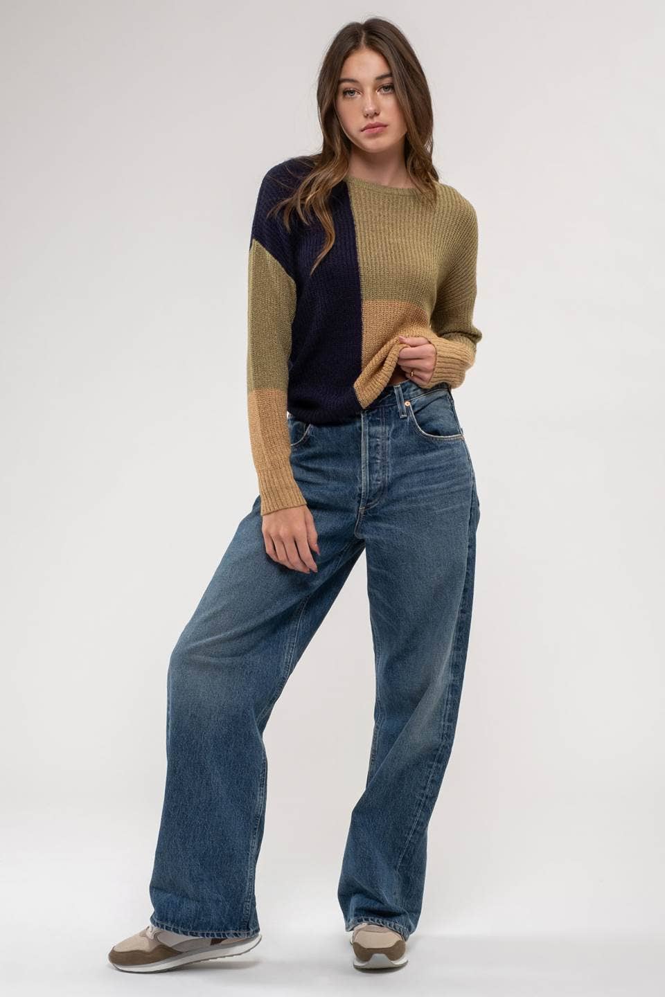 Colorblock Knit Pullover Sweater