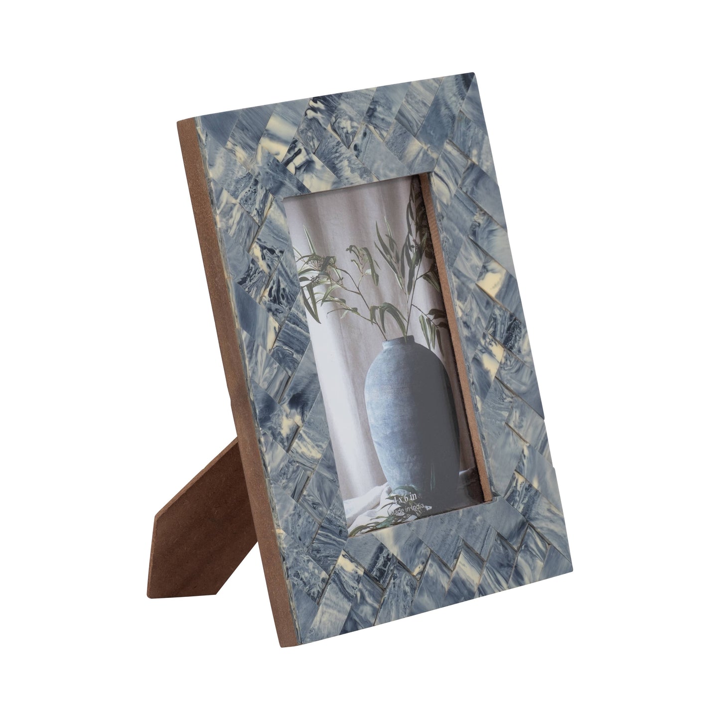 Sagebrook Home - Photo Frame - Blue/Ivory Resin Woven, 4x6 in.