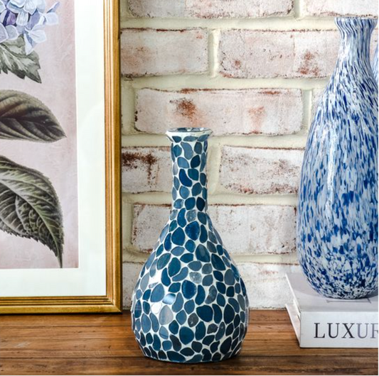 9" BLUE MOSAIC BUD VASE