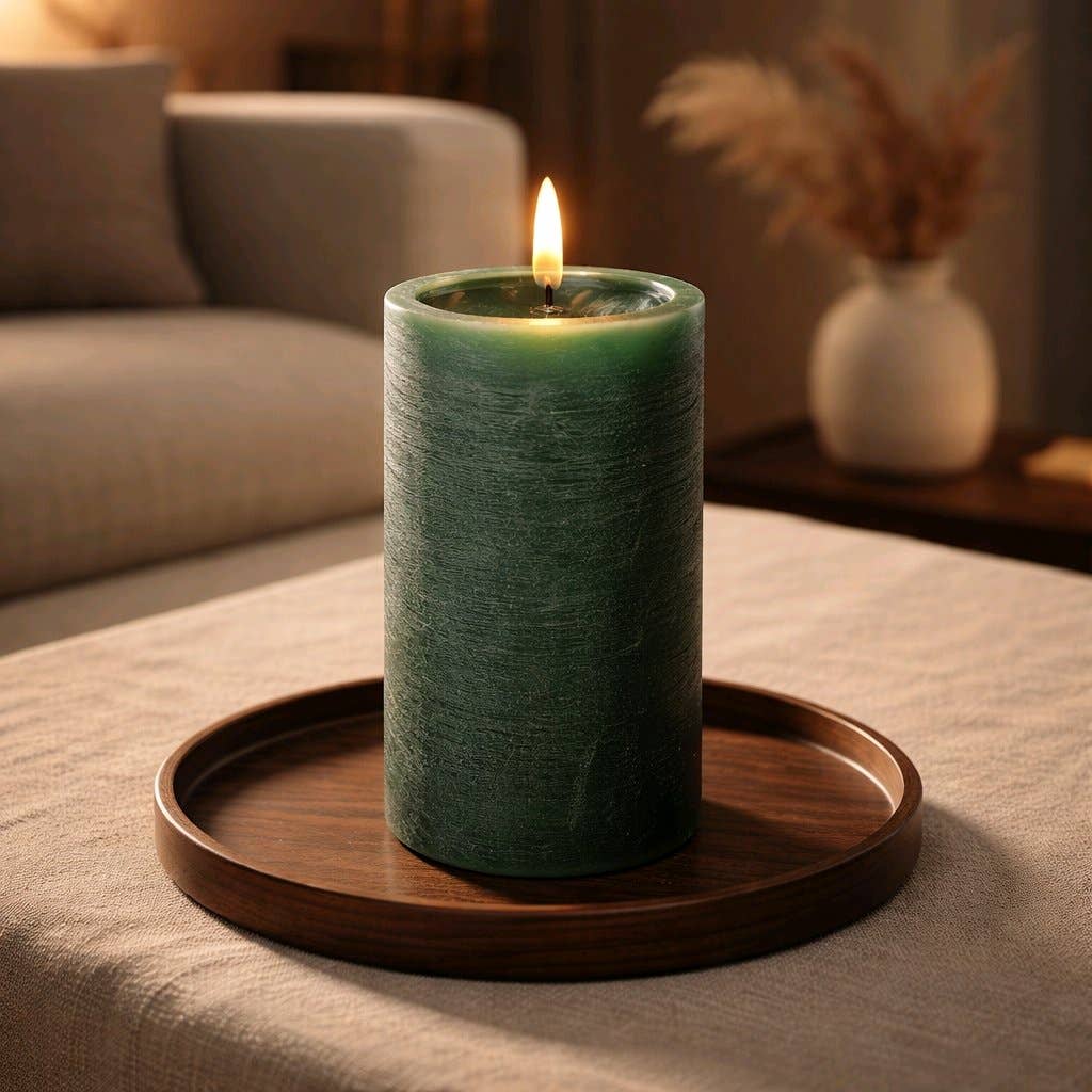 Wholesale Home Decor - Green Melted Realistic Flame 3x6in LED Candle