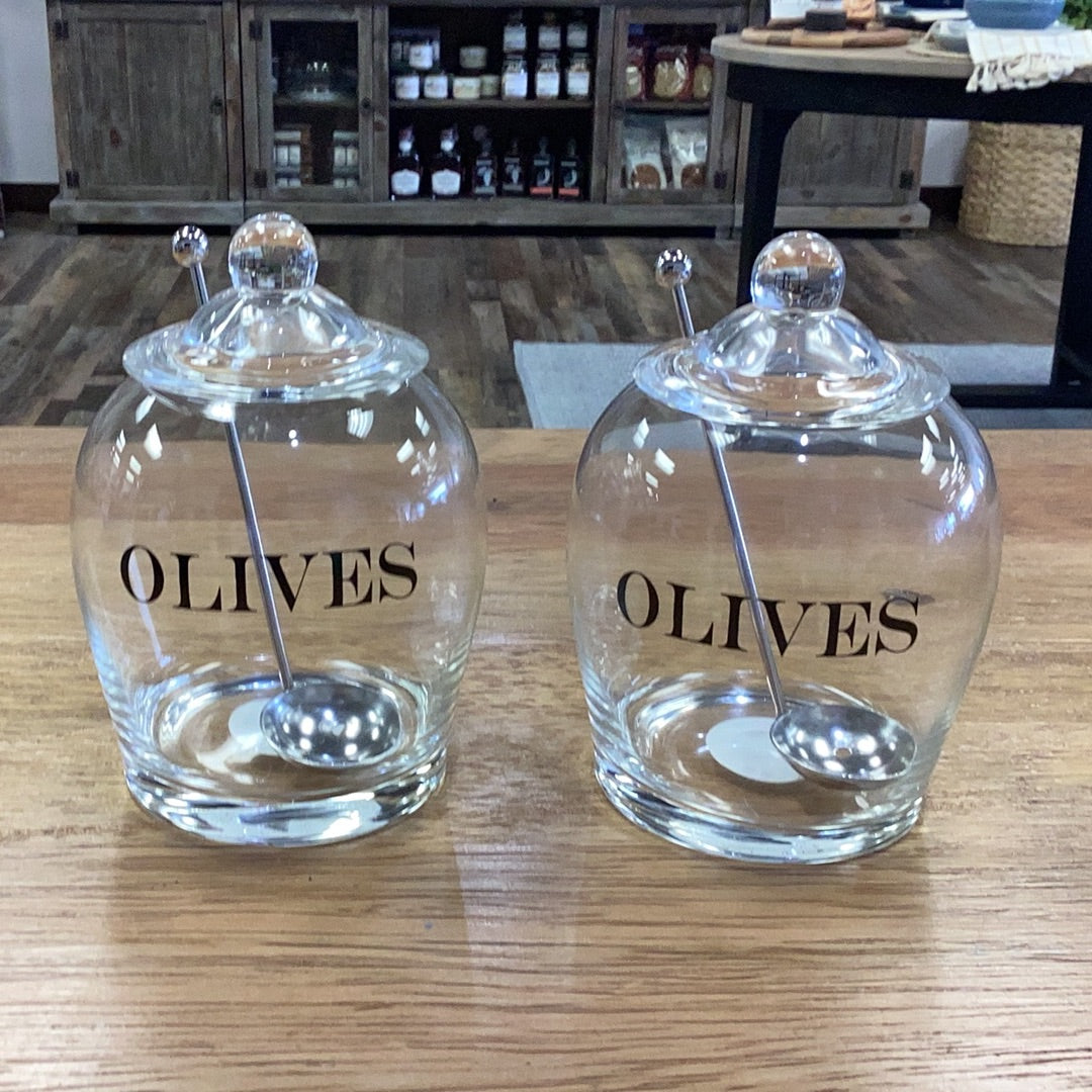 Glass Olive Jar w/ Spoon
