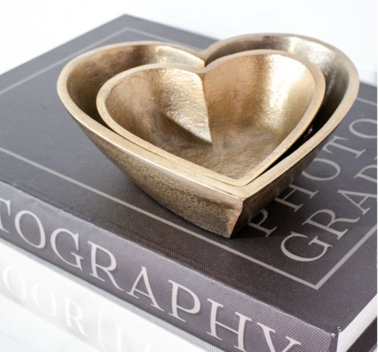 ANTIQUE BRASS HEART BOWLS