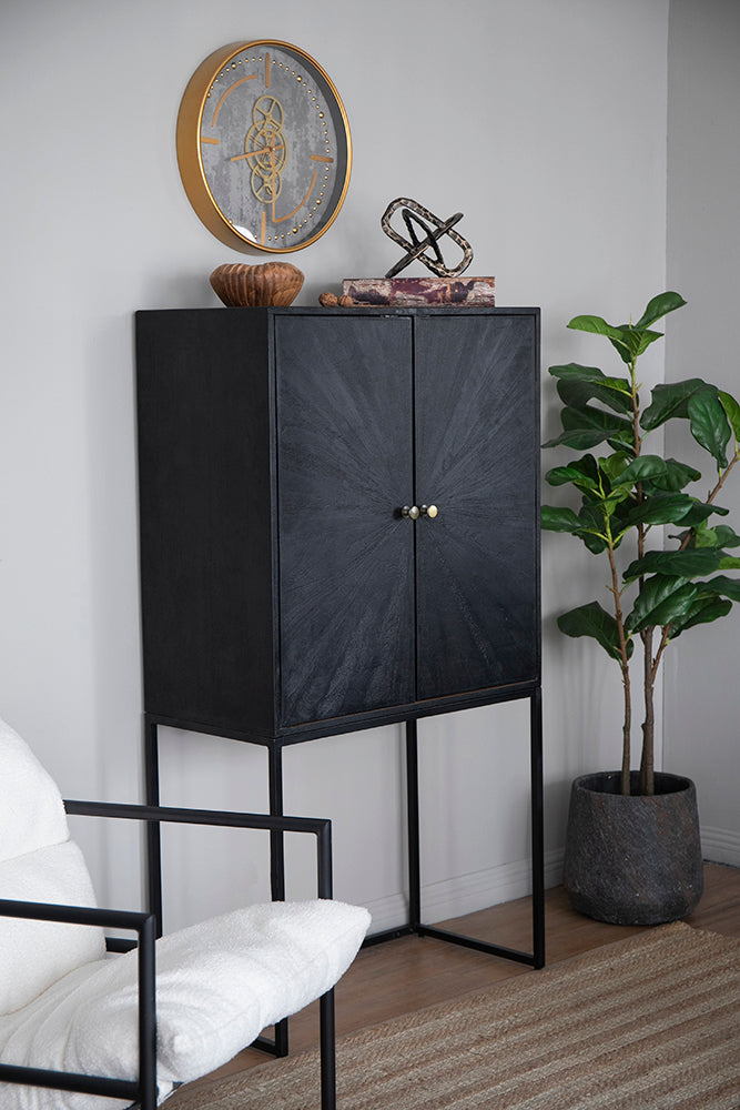 Black Acadia Wood Cabinet