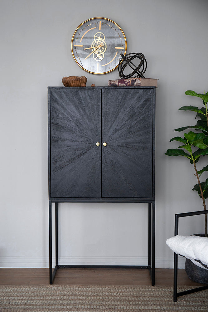 Black Acadia Wood Cabinet