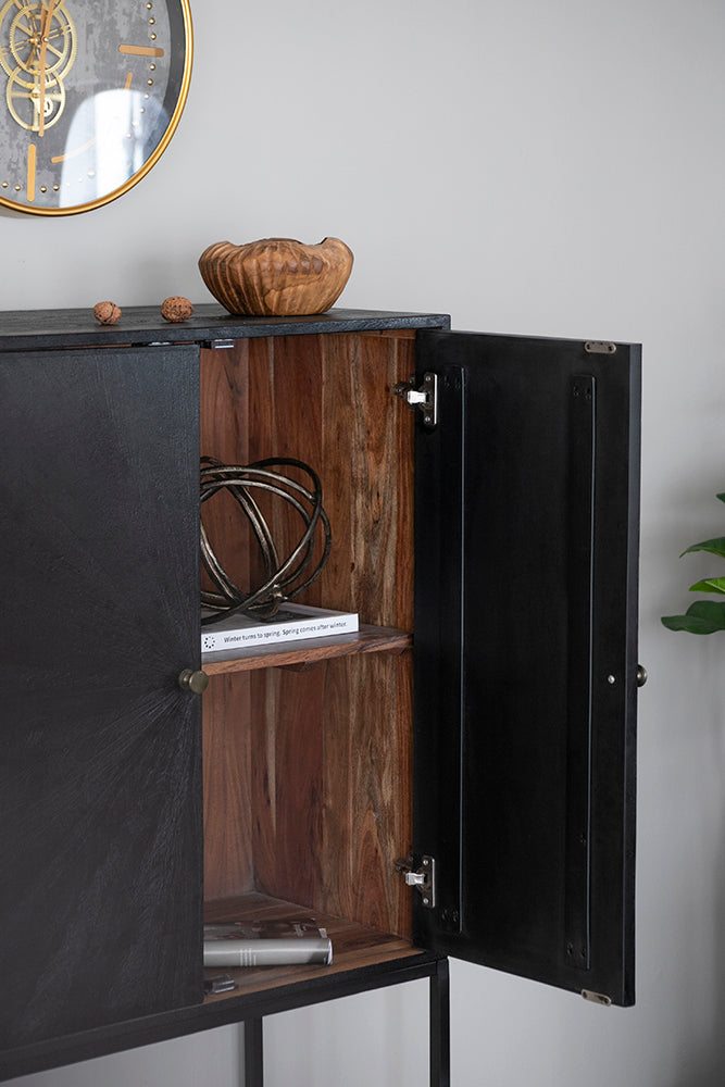 Black Acadia Wood Cabinet