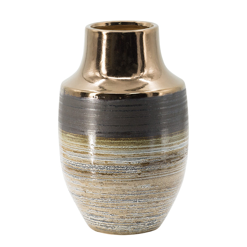 Ceramic Vase, Bronze/Gray