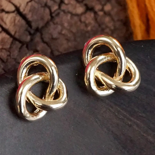 Love Knot Stud Statement Earrings in Gold Tone