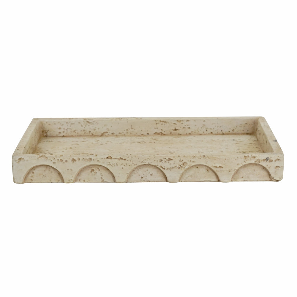 Decorative Cream Cement Tray with Wave Motif