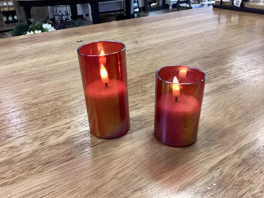 4” LED RED Glass Candle