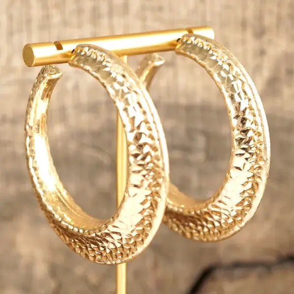 Gilded Echo – Textured Statement Hoop Earrings