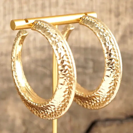 Gilded Echo – Textured Statement Hoop Earrings