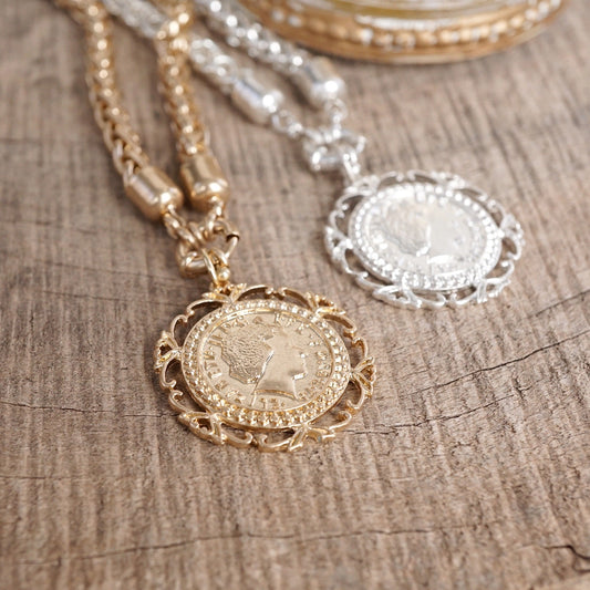 Heirloom Reverie – Ornate Coin Pendant Necklace