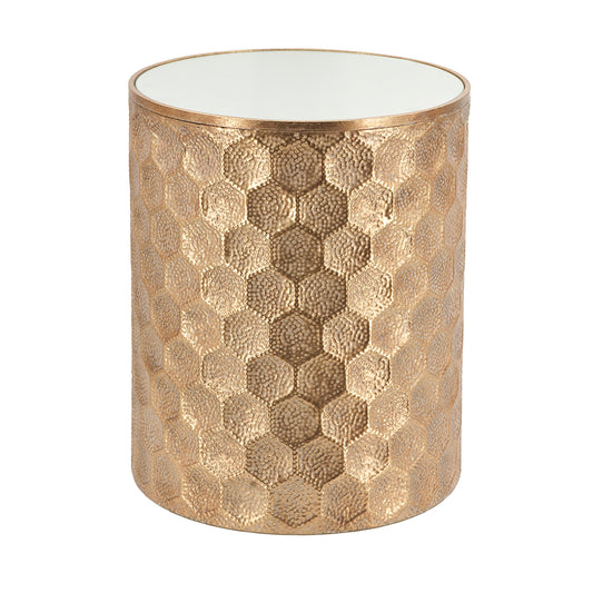 Imelda Bronze Honeycomb Pattern Metal Drum Table