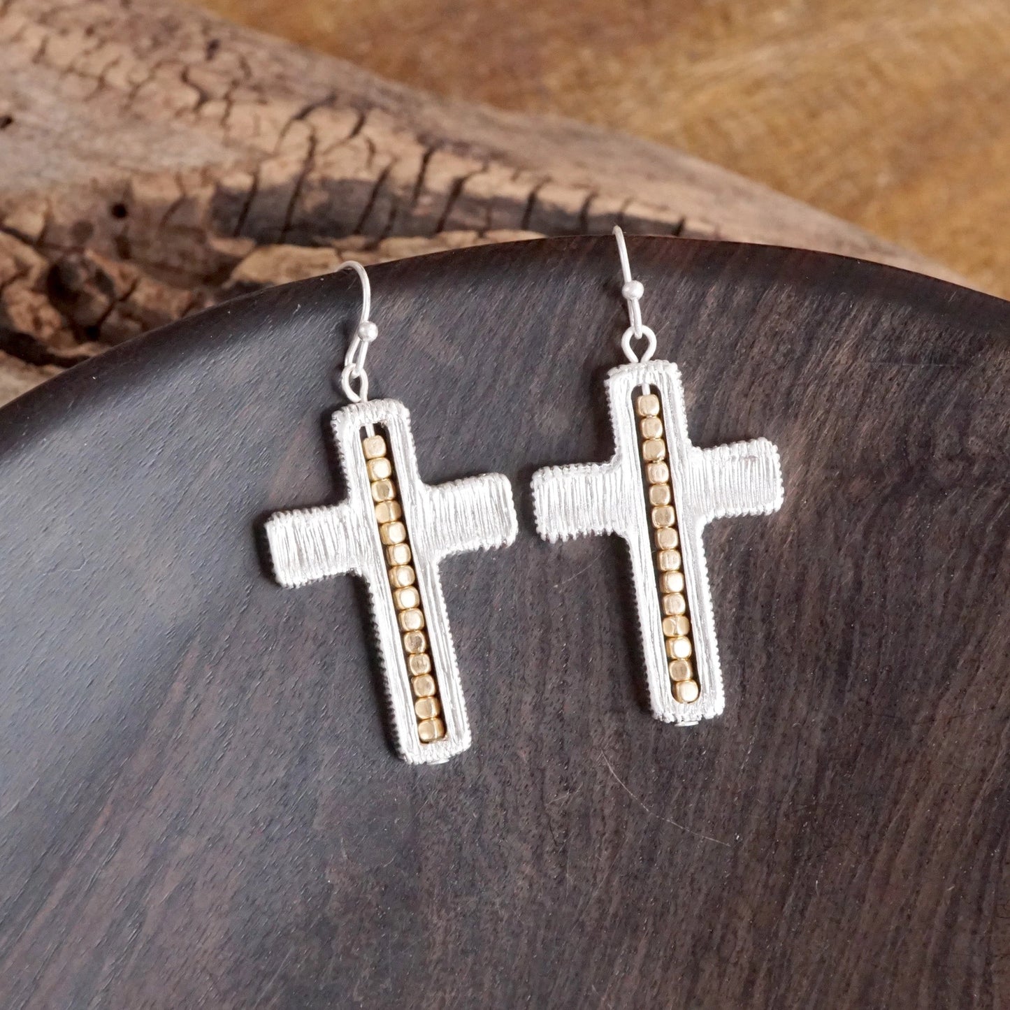 Minimalist Cross Dangle Earrings – Silver