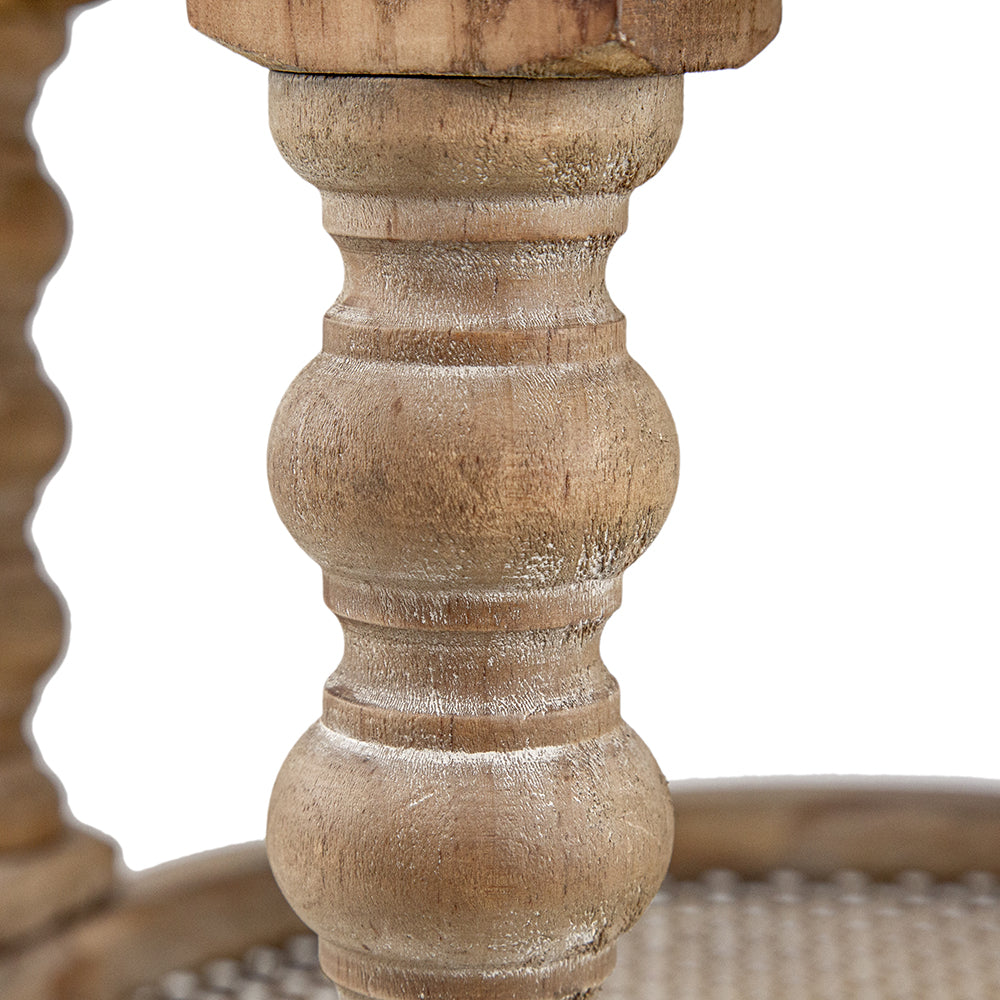 Natural Wood Rattan 3-Tier Side Table