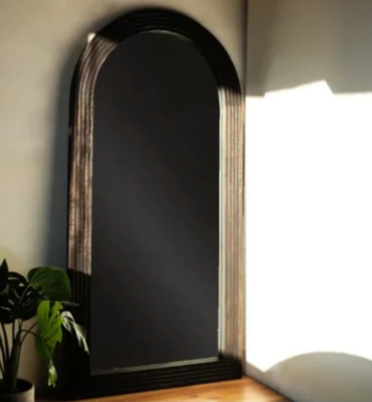 Black Wood Framed Arch Mirror