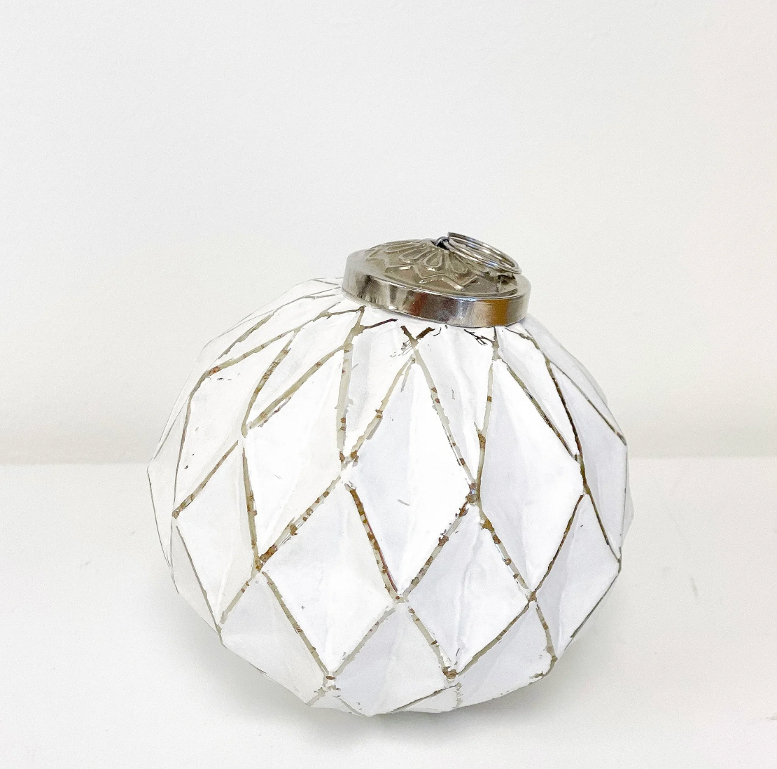 White Glass Ball Ornament - 4''