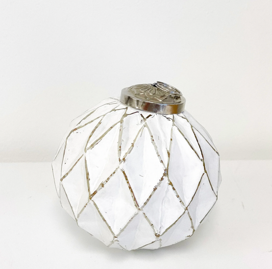 White Glass Ball Ornament - 4''