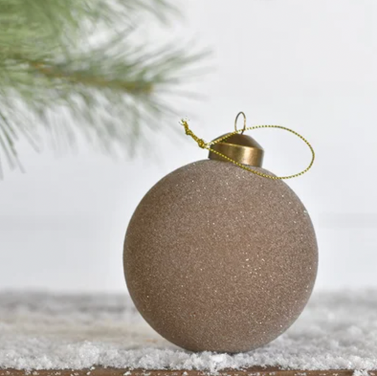 Taupe Ball Ornament - 3.15''