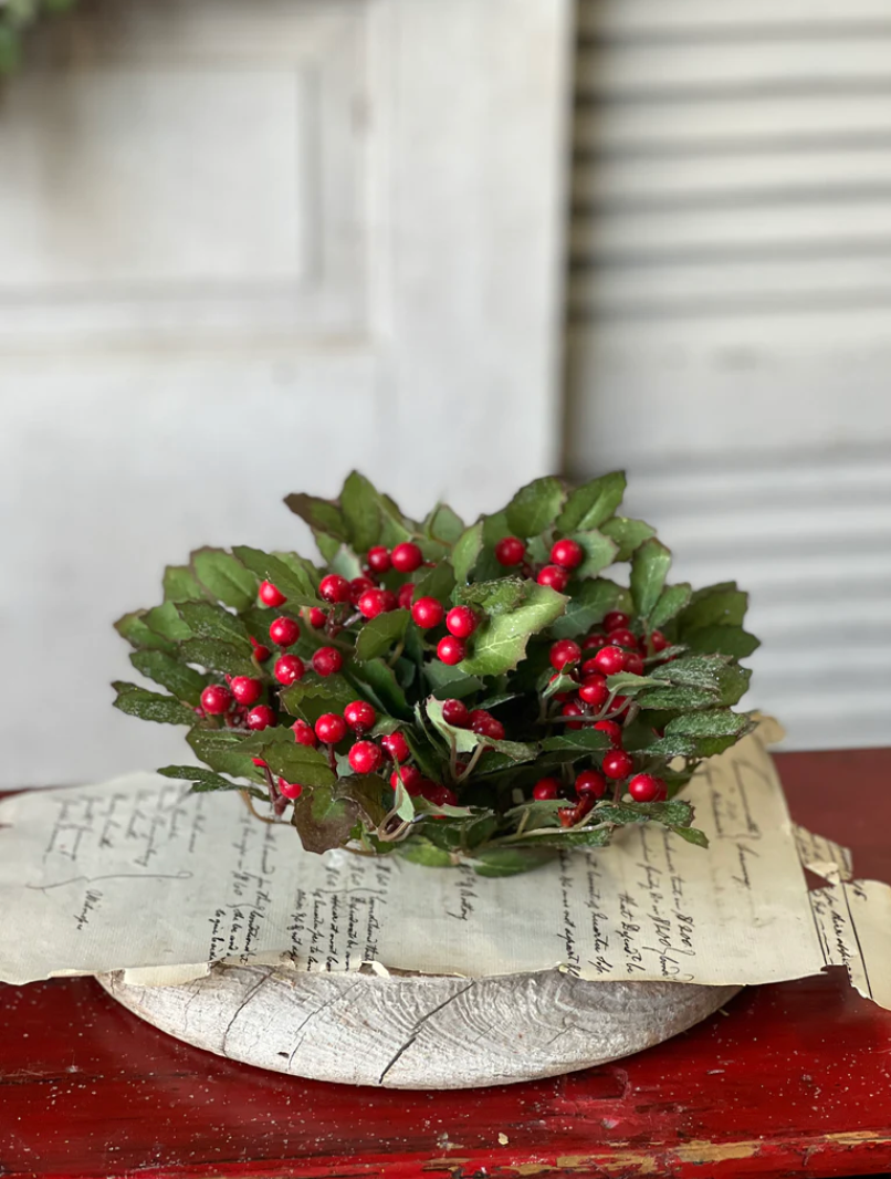 10" Holly Half Sphere w/ Berry