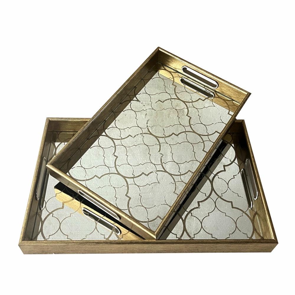 Silver Rectangle Mirror Trays