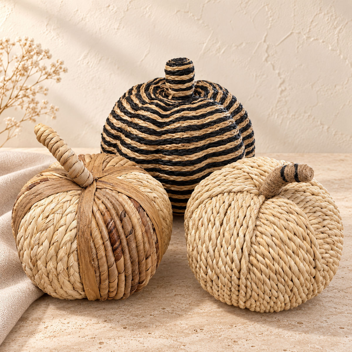 Woven Natural-Fiber Pumpkin