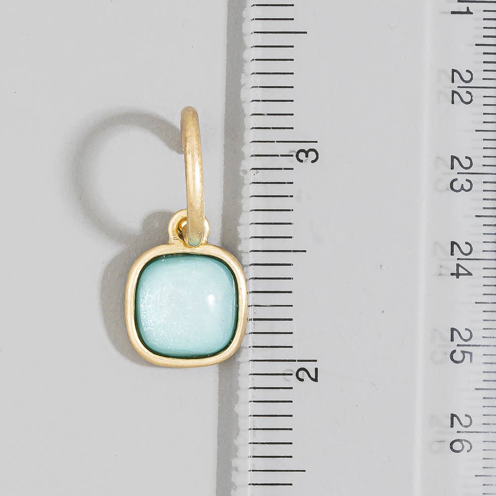Cushion Resin Stone Drop Hoop Earrings