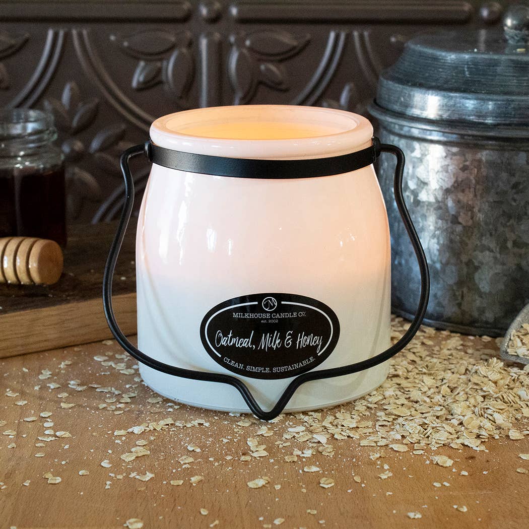 Milkhouse Candle Company - 16 oz Butter Jar Candle: Oatmeal, Milk & Honey