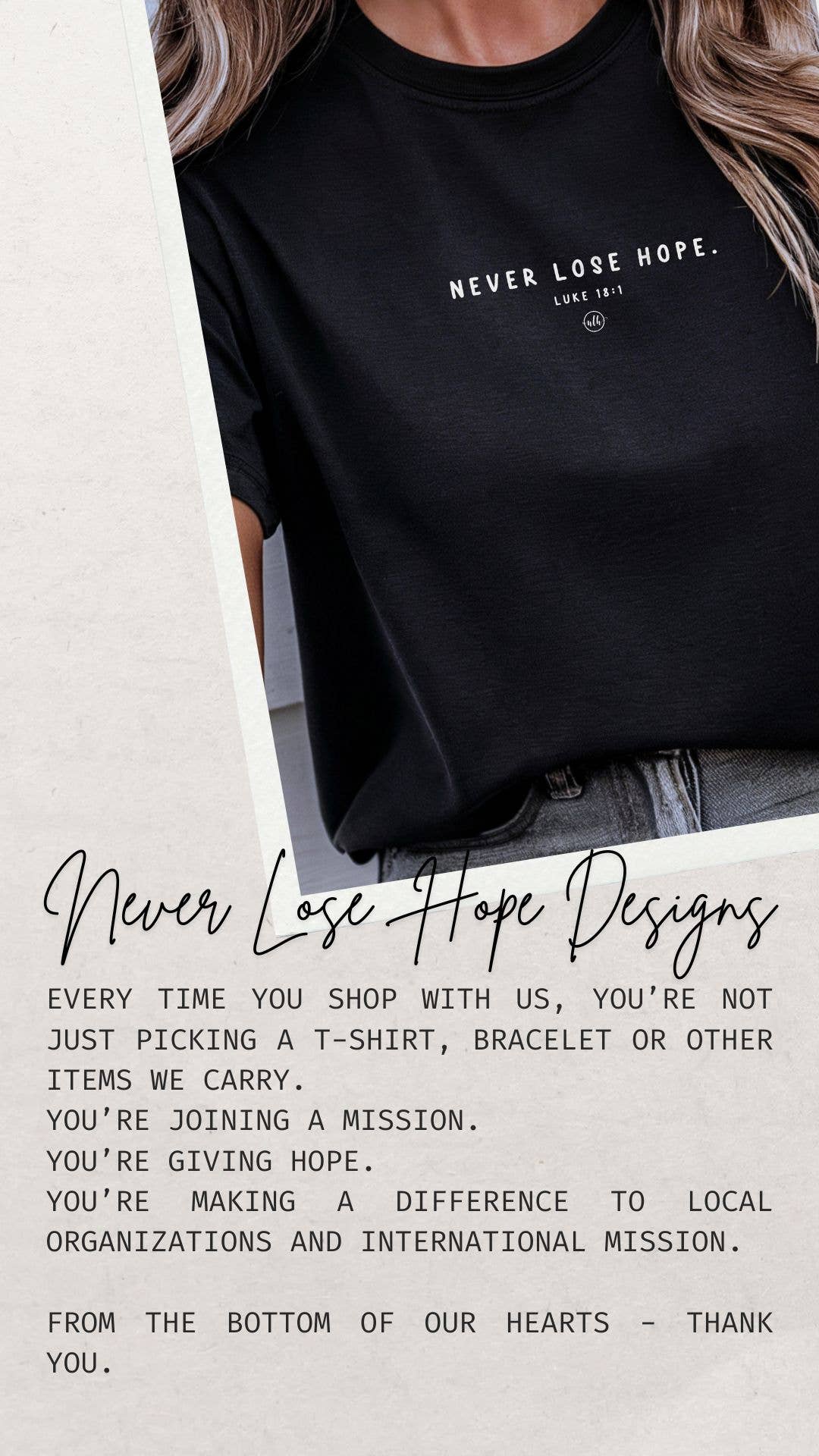 Never Lose Hope Designs - By His Grace Christian Tee