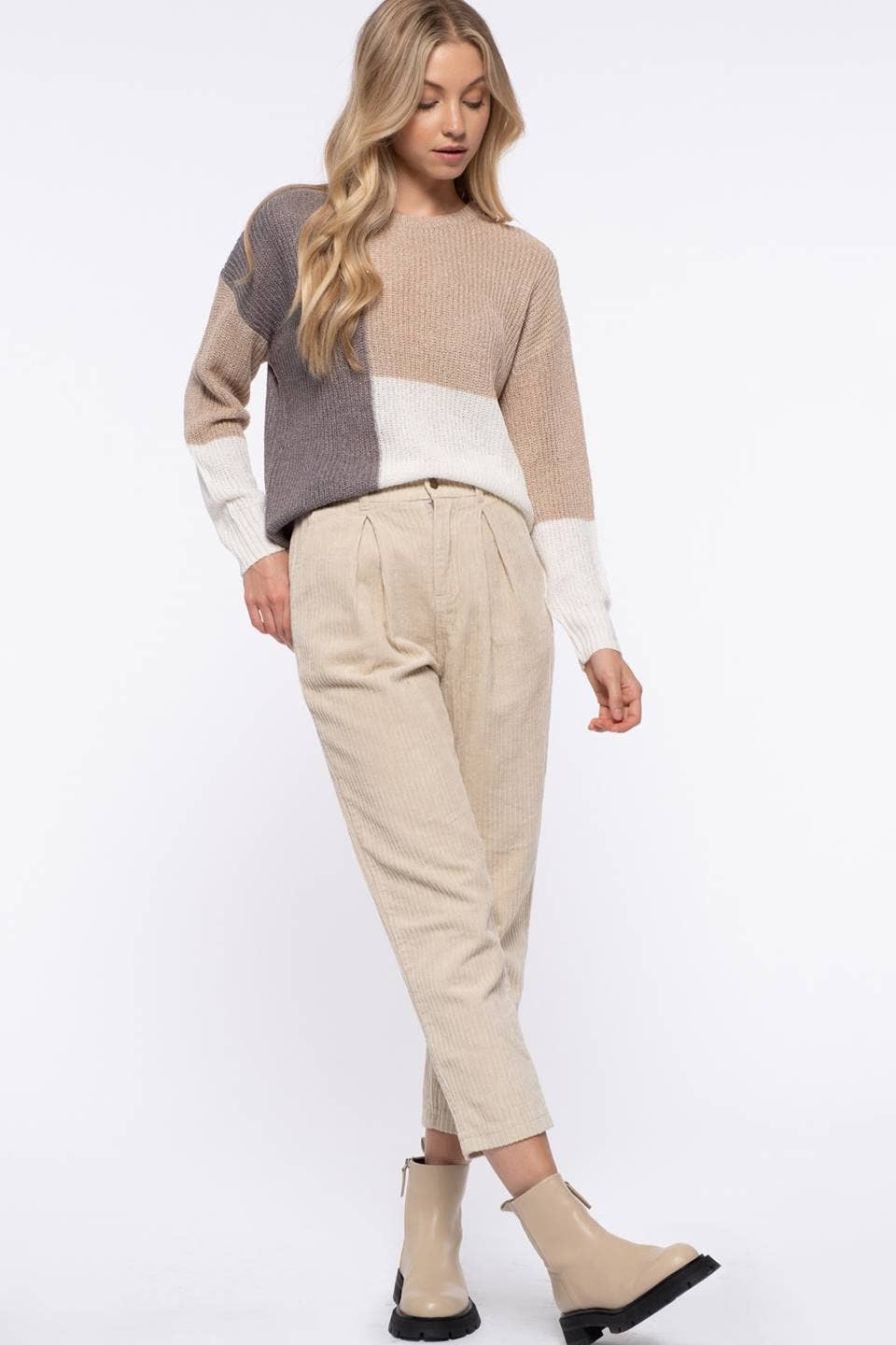 Colorblock Knit Pullover Sweater