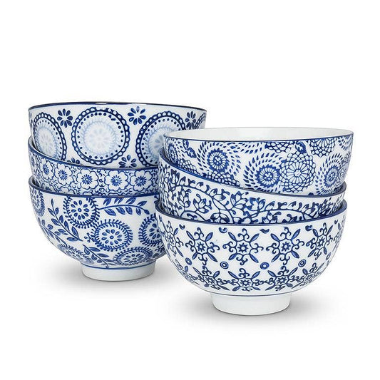 Blue/White Rice Bowl-6Asst-4"D-1469