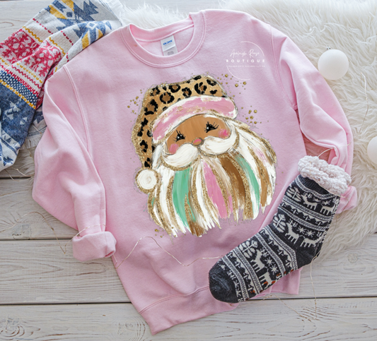 Trendy Chic Apparel LLC - Preppy Brushstroke Santa Sweatshirts & T-Shirts