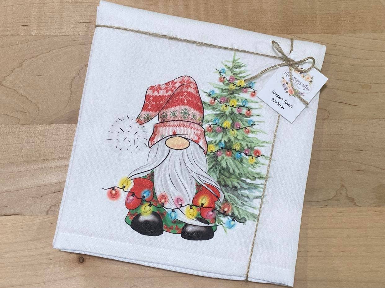 Christmas Tree Gnome Kitchen Towel