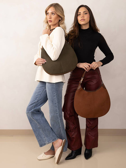 Jen & Co. - Vanessa Faux Suede Hobo w/ Gold Accented Strap | M2881