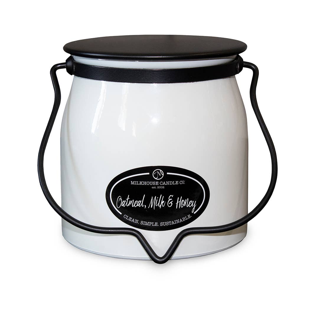Milkhouse Candle Company - 16 oz Butter Jar Candle: Oatmeal, Milk & Honey