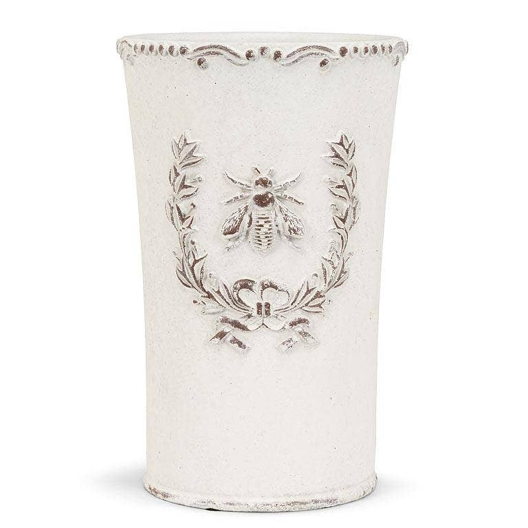 Emboss Bee in Crest Planter-9"H