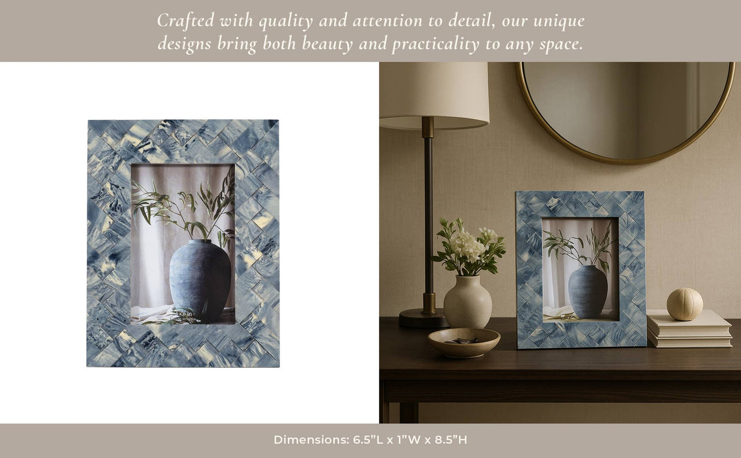 Sagebrook Home - Photo Frame - Blue/Ivory Resin Woven, 4x6 in.