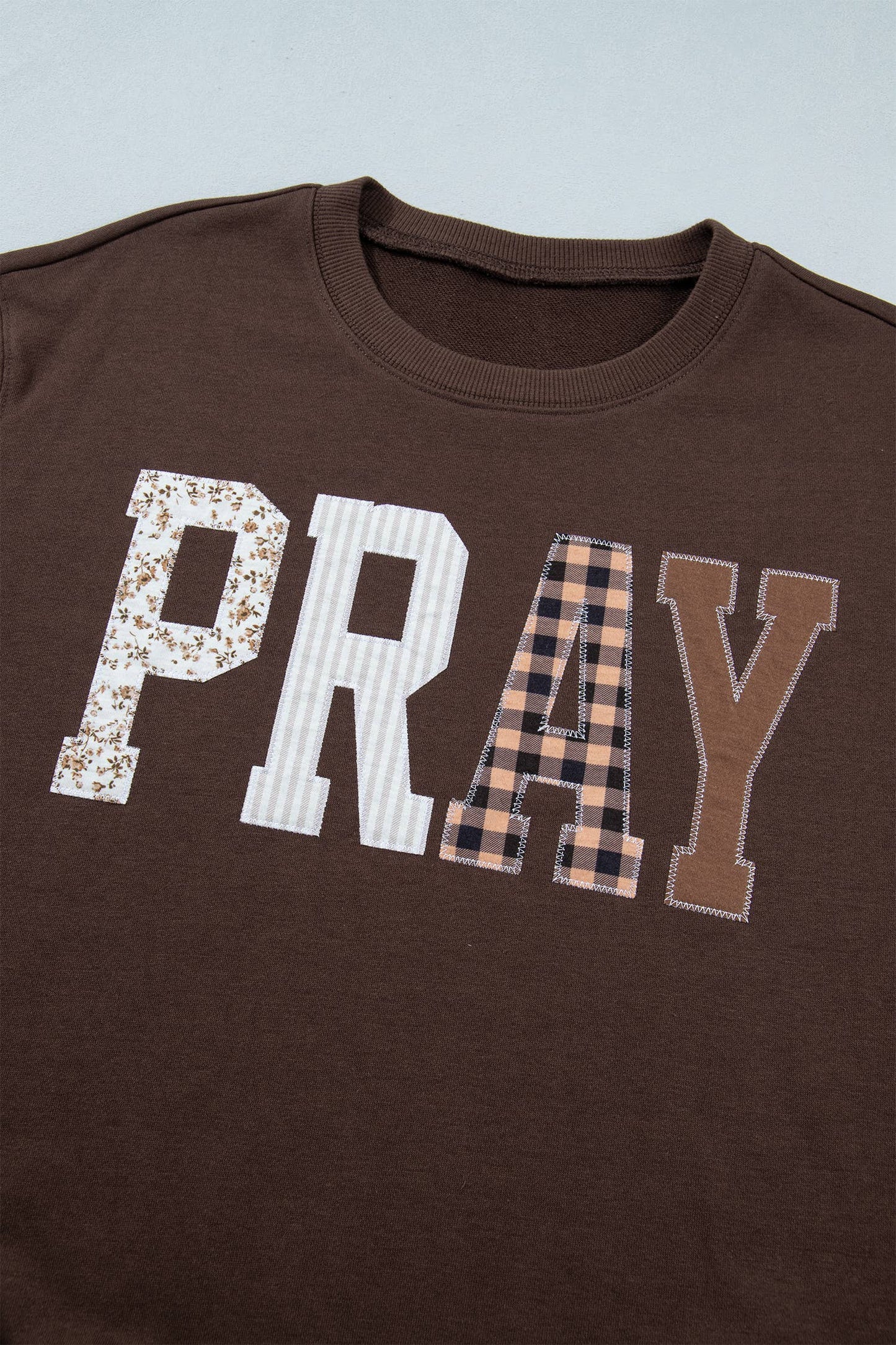 Striped PRAY Embroidered Patch Western Sweatshirt