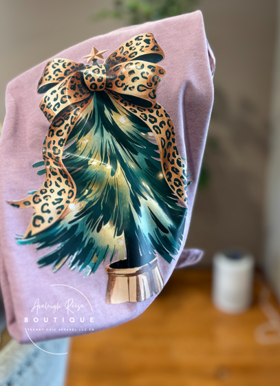 Leopard Bow Brushstroke Tree Sand Sweatshirts & T-Shirts