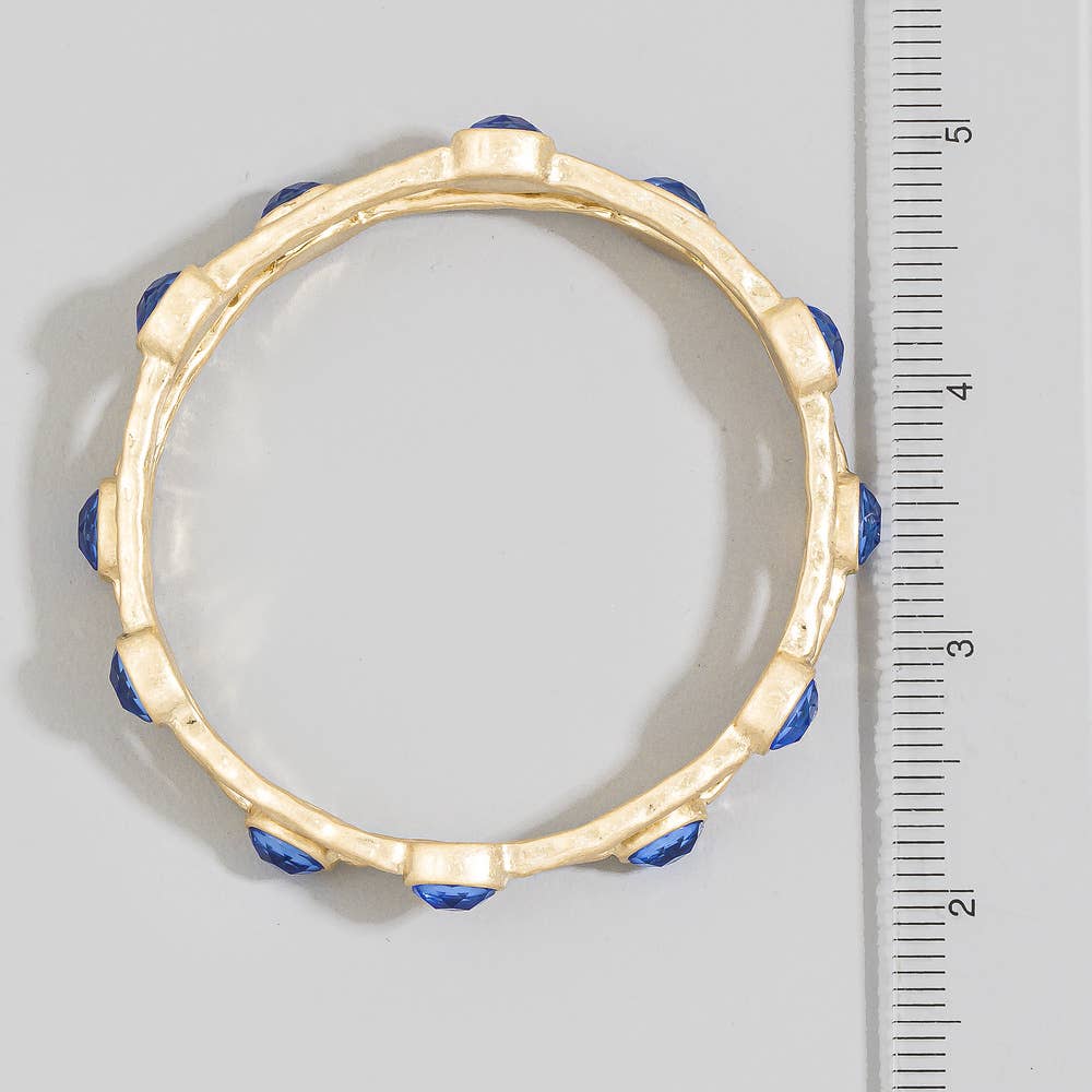 Oval Stone Station Hammered Bangle Set