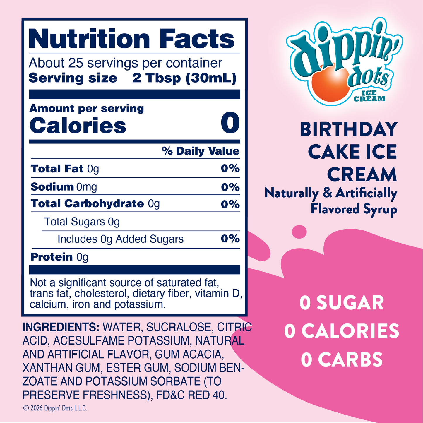 Jordan's Skinny Mixes - Dippin' Dots® Birthday Cake Ice Cream Syrup