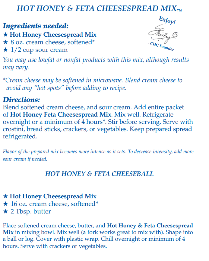 Country Home Creations - Hot Honey & Feta Cheesespread Mix