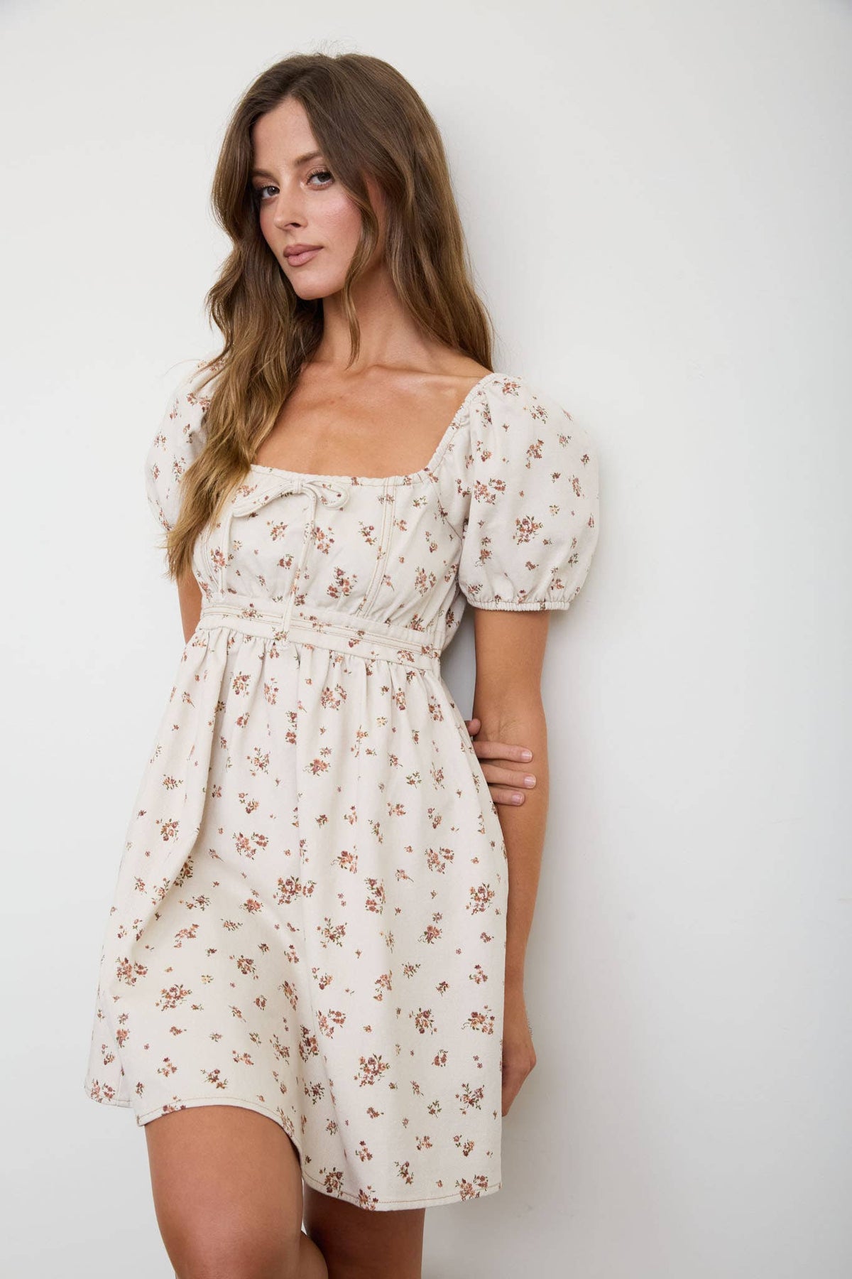 Ditsy Floral Puff Sleeve Mini Dress