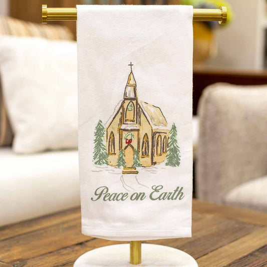 Peace On Earth Hand Towel   White/Multi   20x28